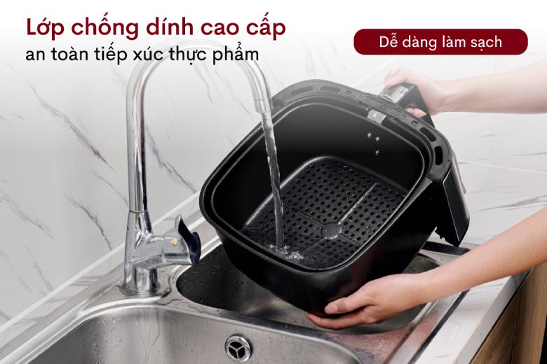 Nồi chiên không dầu Fujihome A7D 8 Lít - Thành nồi phủ lớp inox cao cấp