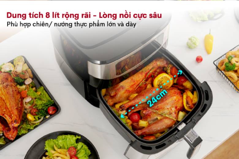 Nồi chiên không dầu Fujihome A7D 8 Lít - Phù hợp gia đình đông người