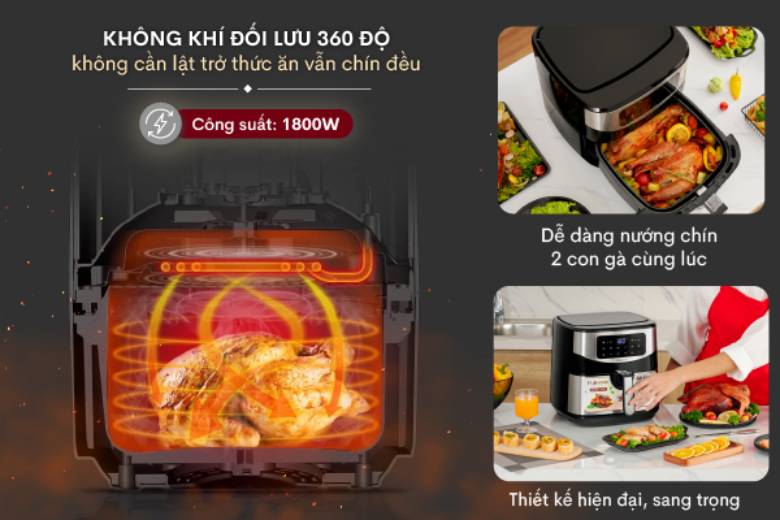 Nồi chiên không dầu Fujihome A7D 8 Lít - Công nghệ Rapid Air