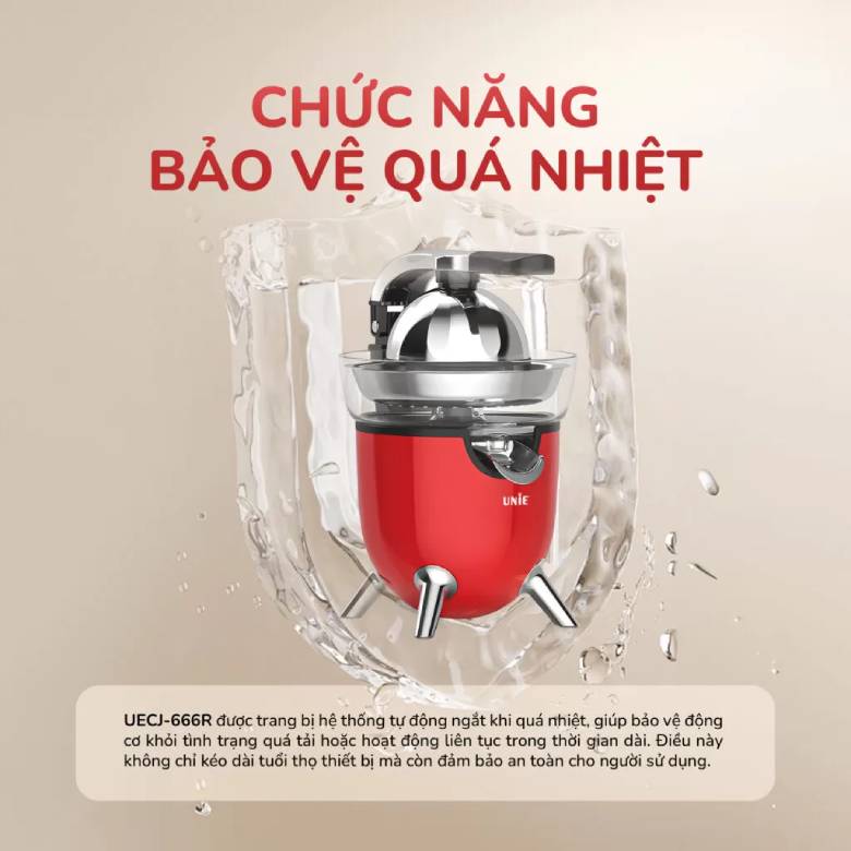  Máy vắt cam Unie UECJ-666R - An toàn với bảo vệ quá nhiệt