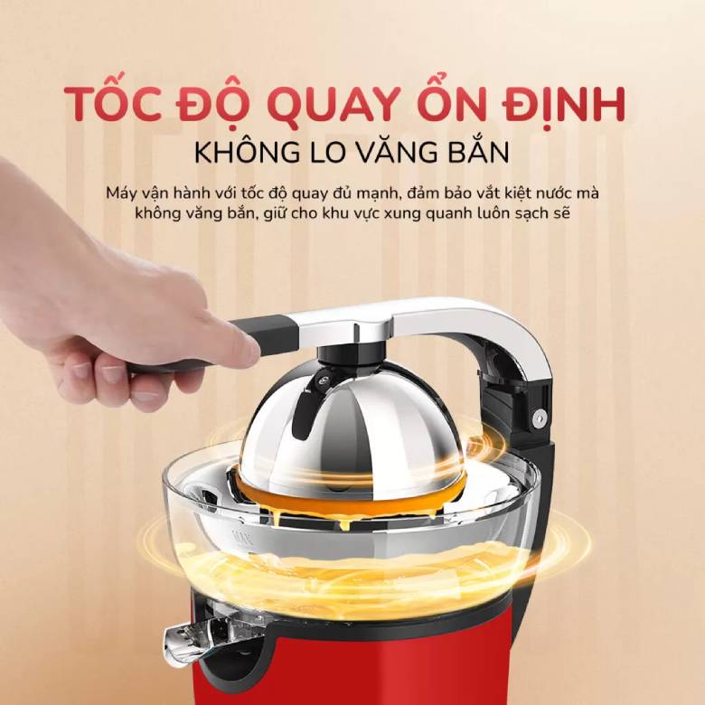  Máy vắt cam Unie UECJ-666R - Tay cầm ép công thái học