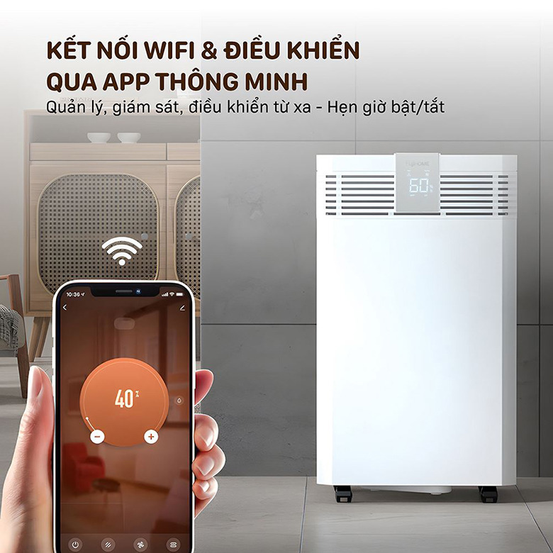 Kết nối wifi điều khiển thông minh - Máy hút ẩm Fujihome DH60W-HEPA
