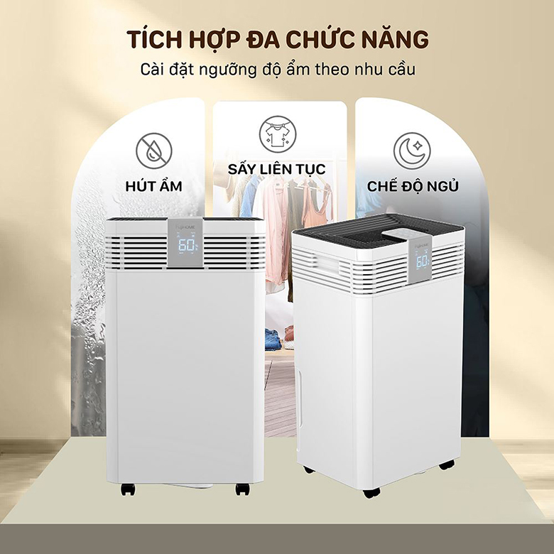 Chế độ sấy khô quần áo - Máy hút ẩm Fujihome DH60W-HEPA