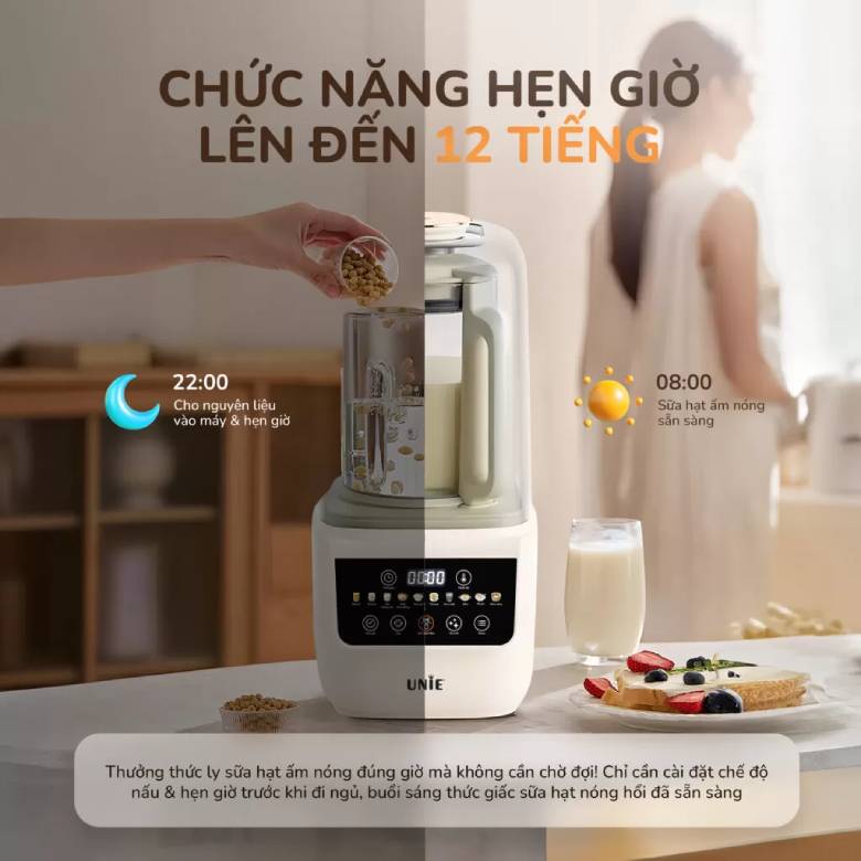 Máy làm sữa hạt UNIE UCB15 1.5 lít - Hẹn giờ lên đến 12 tiếng