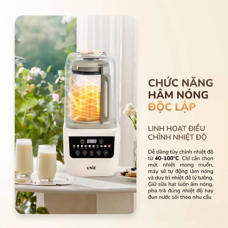 Máy làm sữa hạt UNIE UCB15 1.5 lít - 10 chức năng nấu tự động