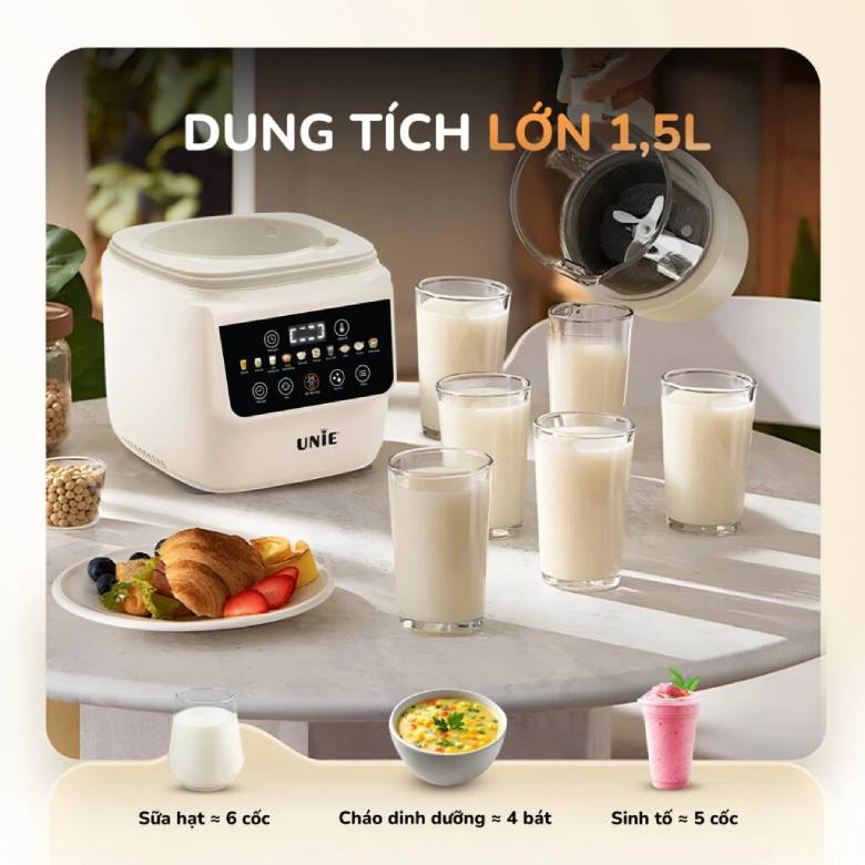 Máy làm sữa hạt UNIE UCB15 1.5 lít - Dung tích 1500ml