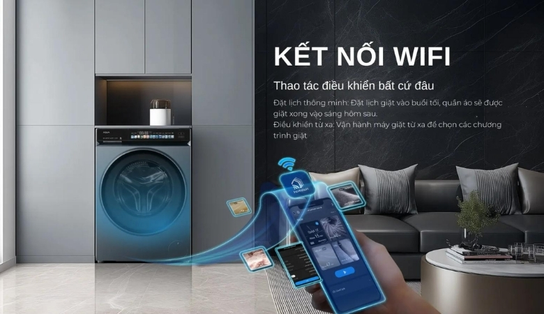 Máy giặt Aqua kết nối thông minh với điện thoại