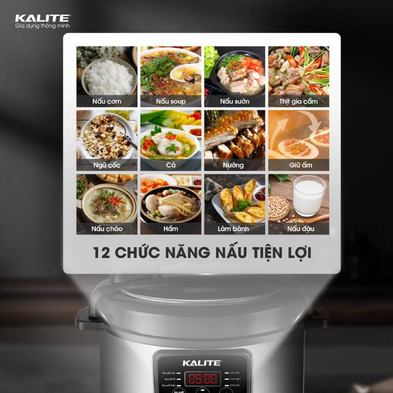  Nồi áp suất điện Kalite KPC6088 6L - 12 chức năng nấu đa dạng 