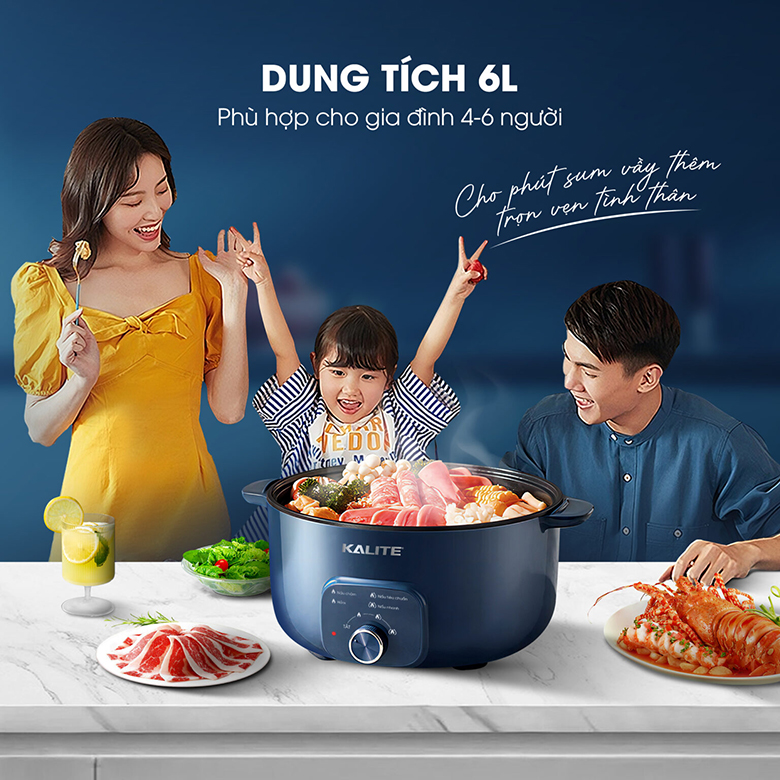 Dung tích 6 lít - Nồi lẩu đa năng Kalite KL568-S 6 lít