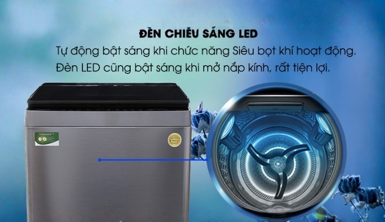 Máy giặt Toshiba có đèn chiếu sáng bên trong lồng giặt
