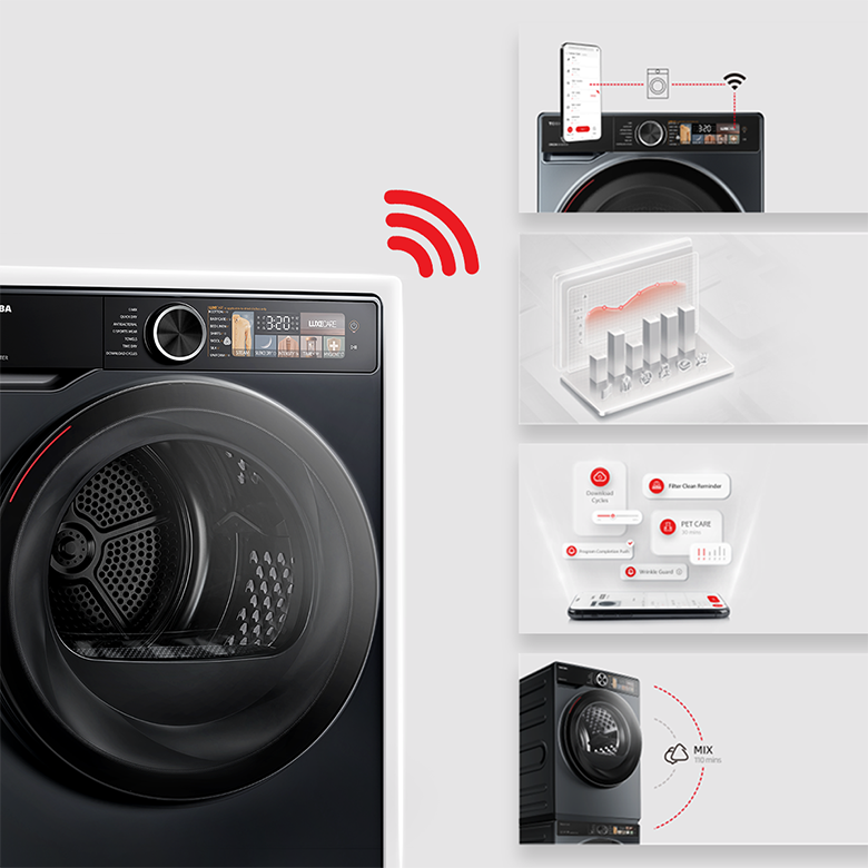 Máy sấy bơm nhiệt Toshiba 10 kg TD-T25BS110HWV(MG) kết nối qua ứng dụng