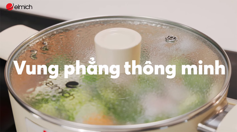 Vung phẳng thông minh - Bộ nồi chống dính Ceramic Elmich EL5240BE01