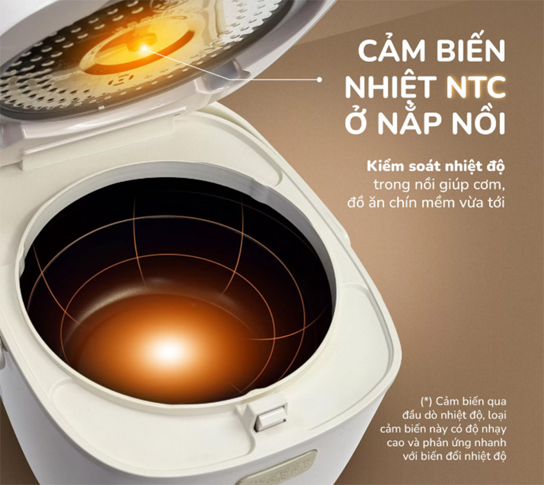 Cảm biến nhiệt kép - Nồi cơm điện tử Unie 1.8 lít URC818P