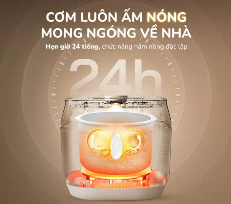 Hẹn giờ nấu 24 tiếng - Nồi cơm điện tử Unie 1.8 lít URC818P