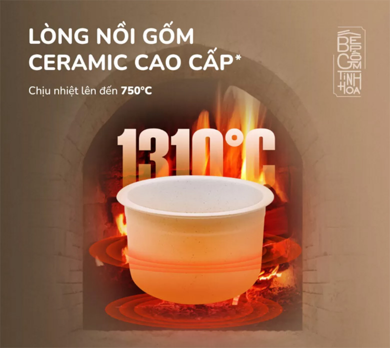 Lòng nồi gốm Ceramic - Nồi cơm điện tử Unie 1.8 lít URC818P
