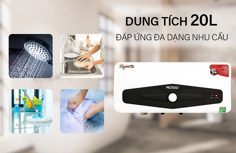 Làm nóng nhanh - Bình nước nóng gián tiếp Rossi Eleganz-C 20 lít 2500W REC20SL