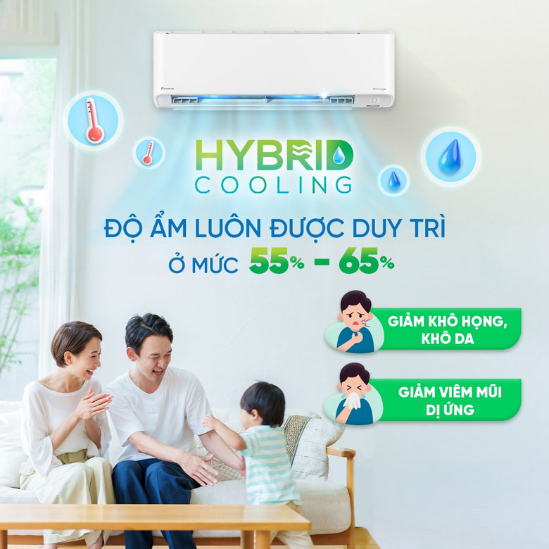 Điều hòa Daikin tạo độ ẩm với Hybrid Cooling