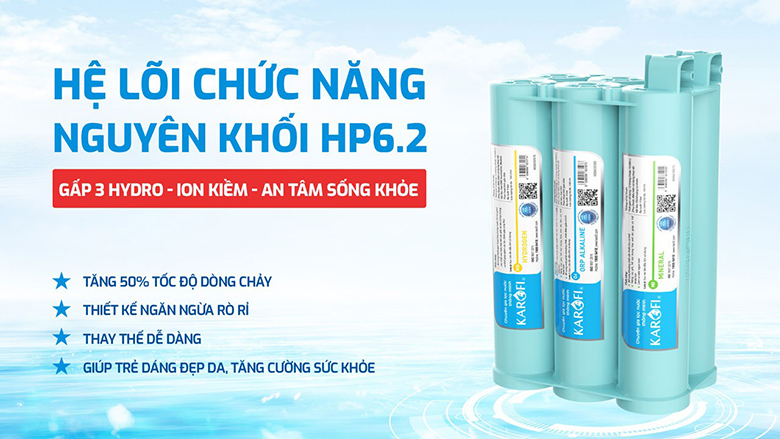 Máy lọc nước nóng lạnh Karofi KAE-S86 có cụm lõi chức năng