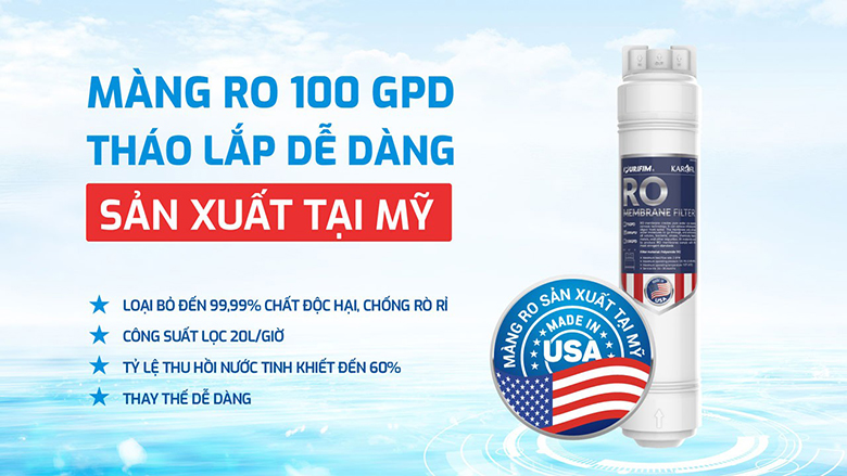 Máy lọc nước nóng lạnh Karofi KAE-S86  có lõi RO 100GPd