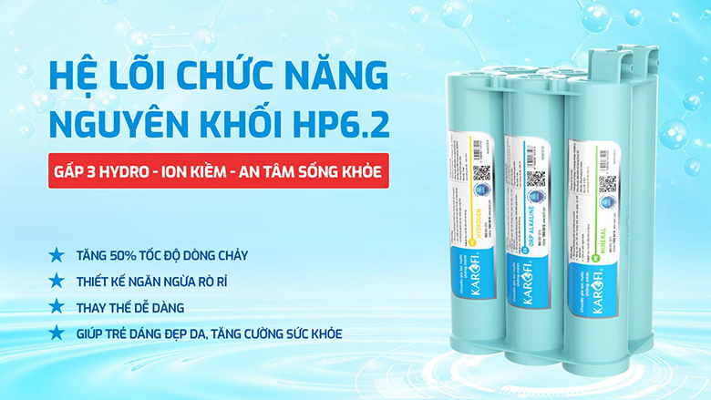 Máy lọc nước Karofi KAE-S68 có cụm lõi chức năng