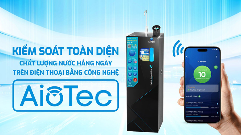 Máy lọc nước Karofi KAE-S68 kết nối ứng dụng điện thoại