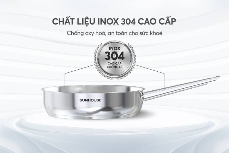  Chảo Inox 304 Sunhouse Healthy IN28M9 - Truyền nhiệt nhanh