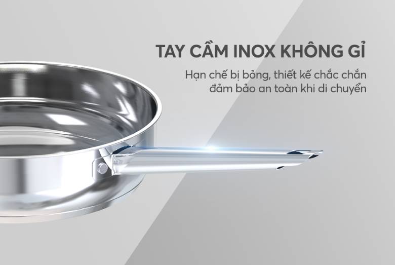 Chảo Inox 304 Sunhouse Healthy IN28M9 - Tay cầm chắc chắn, chống bỏng