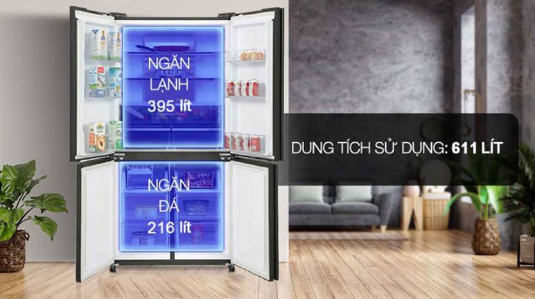 Tủ lạnh Sharp Inverter 611 lít SJ-FXPI700VG-BK - Thiết kế 4 cửa sang trọng