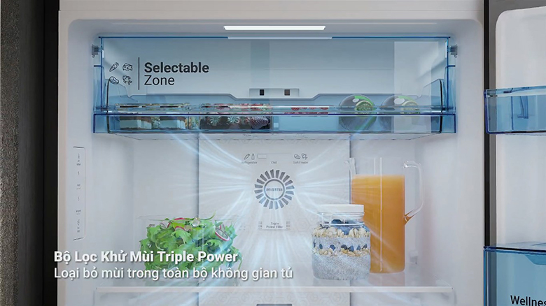Tủ lạnh Hitachi Inverter 407 lít HRTN6443SAGBKVN - Khử mùi hiệu quả với bộ lọc 3 lớp Triple Power