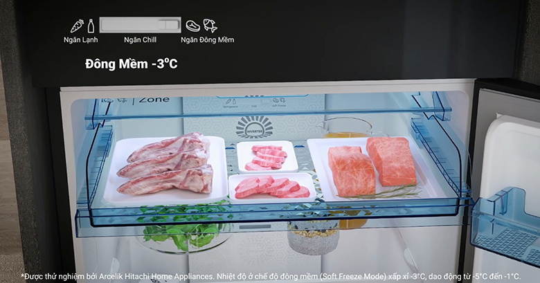 Tủ lạnh Hitachi Inverter 407 lít HRTN6443SAGBKVN có chế độ đông mềm -3 độ