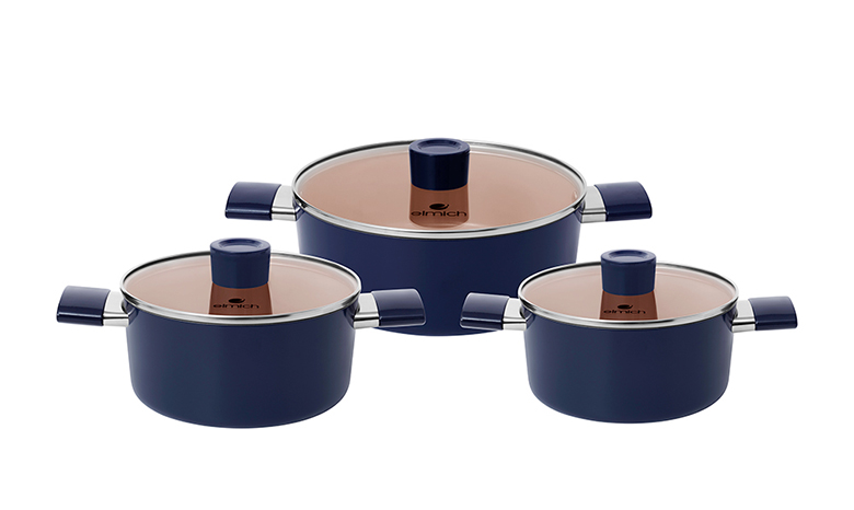 Thiết kế tinh tế - Bộ nồi chống dính Ceramic Elmich E5240FD01 Size 18,20,24cm