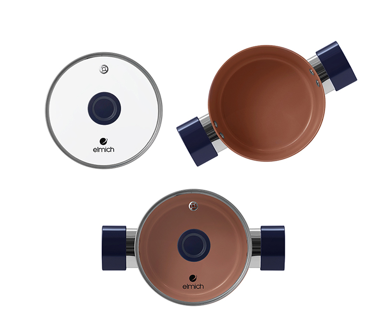 Bộ nồi đa năng - Bộ nồi chống dính Ceramic Elmich E5240FD01 Size 18,20,24cm