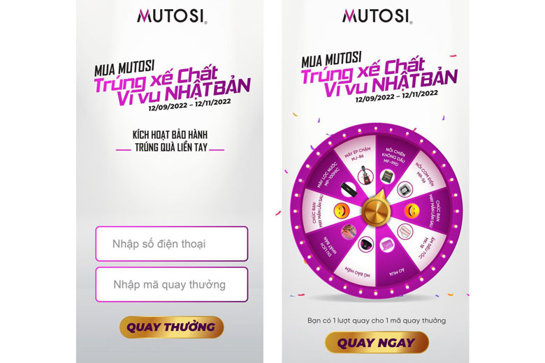 Mua Mutosi: Trúng Xế Chất – Vi vu Nhật Bản: quay số trúng thưởng