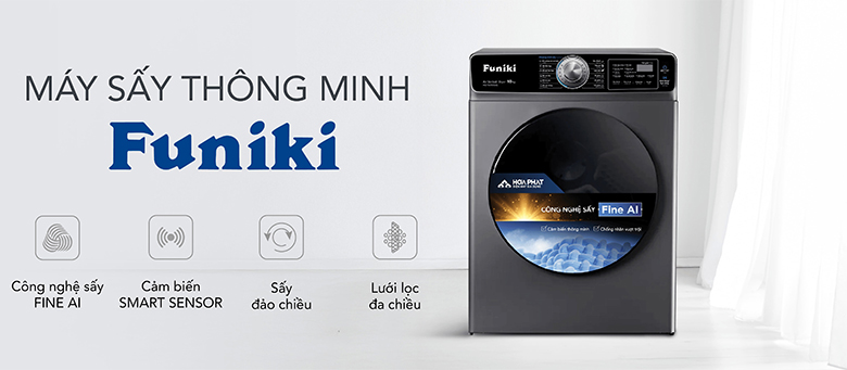 12 chương trình sấy linh hoạt - Máy sấy thông hơi Funiki 10kg HD V6100AG