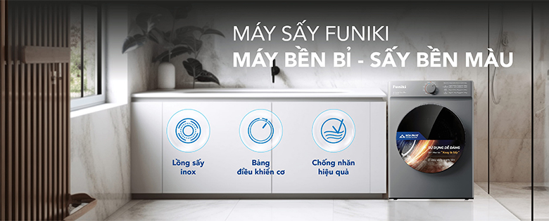 Thiết kế hiện đại sang trọng - Máy sấy thông hơi Funiki 8kg HD V680AG