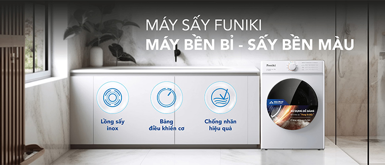 Thiết kế hiện đại sang trọng - Máy sấy thông hơi Funiki 8kg HD V680AW