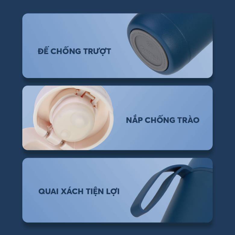  Bình giữ nhiệt inox 316 Elmich EL8306NB - Đế silicon chống trơn trượt, giảm tiếng ồn