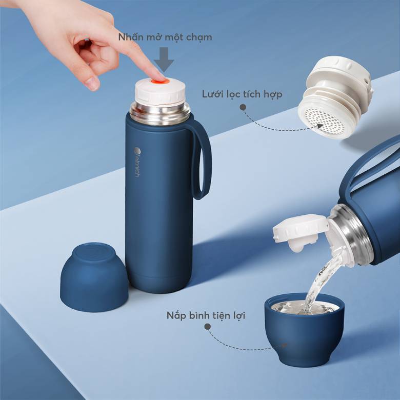  Bình giữ nhiệt inox 316 Elmich EL8306NB - Mở nắp nhanh chỉ với một chạm