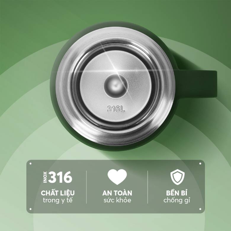 chất liệu inox 316 cao cấp - Bình giữ nhiệt inox 316 Elmich EL8306OV