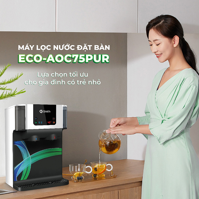 Máy lọc nước A.O.Smith ECO-AOC75PUR có đèn phát sáng