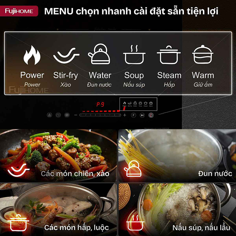 Bảng điều khiển cảm ứng - Bếp từ hồng ngoại lắp âm Fujihome IC2519