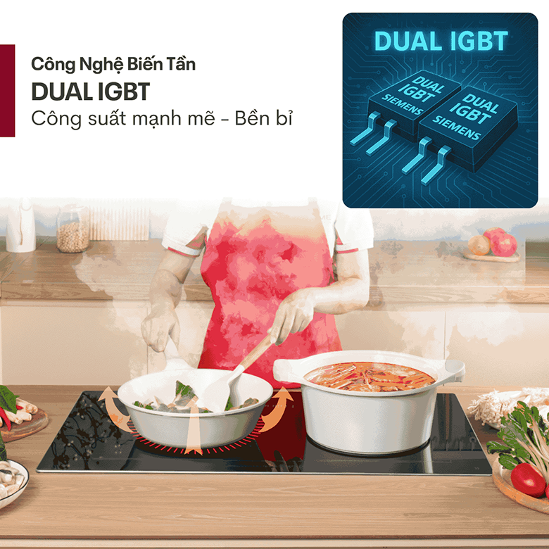 Bếp đôi từ - hồng ngoại Fujihome IC2519 có công nghệ biến tần