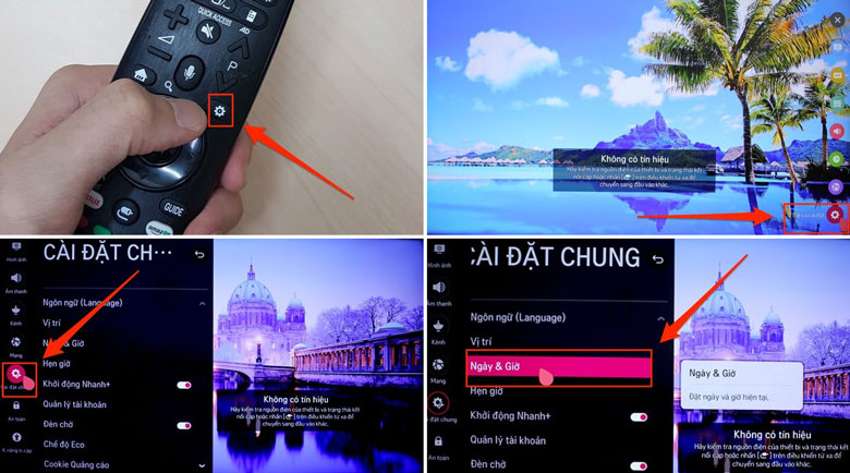 Không vào được Youtube trên Tivi LG cách khắc phục bằng việc kiểm tra thời gian ấn vào hình răng cưa trên Remote