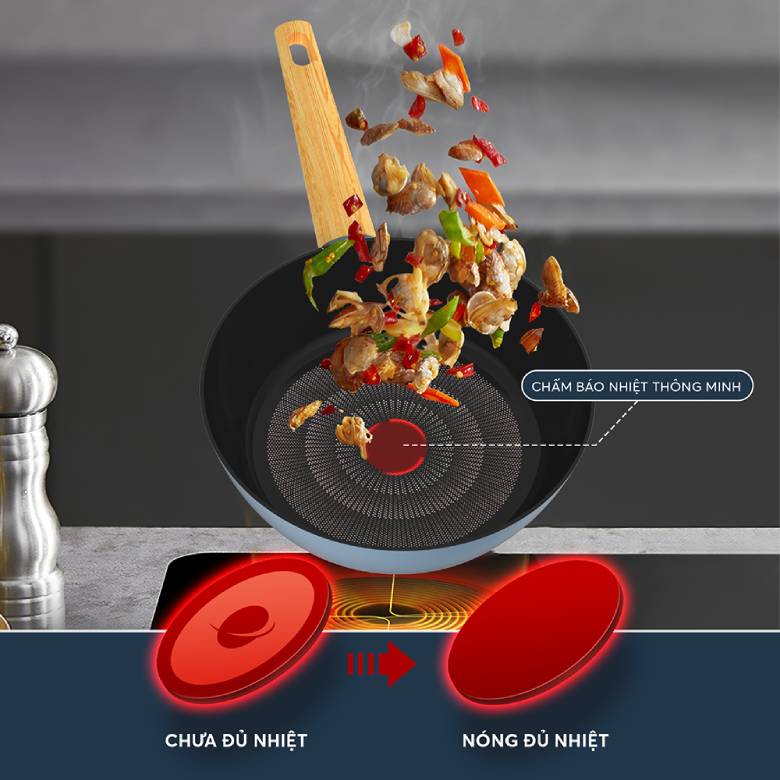  Chảo chống dính vân gỗ Elmich Nature EL-5947MG24 - Công nghệ Thermo-spot