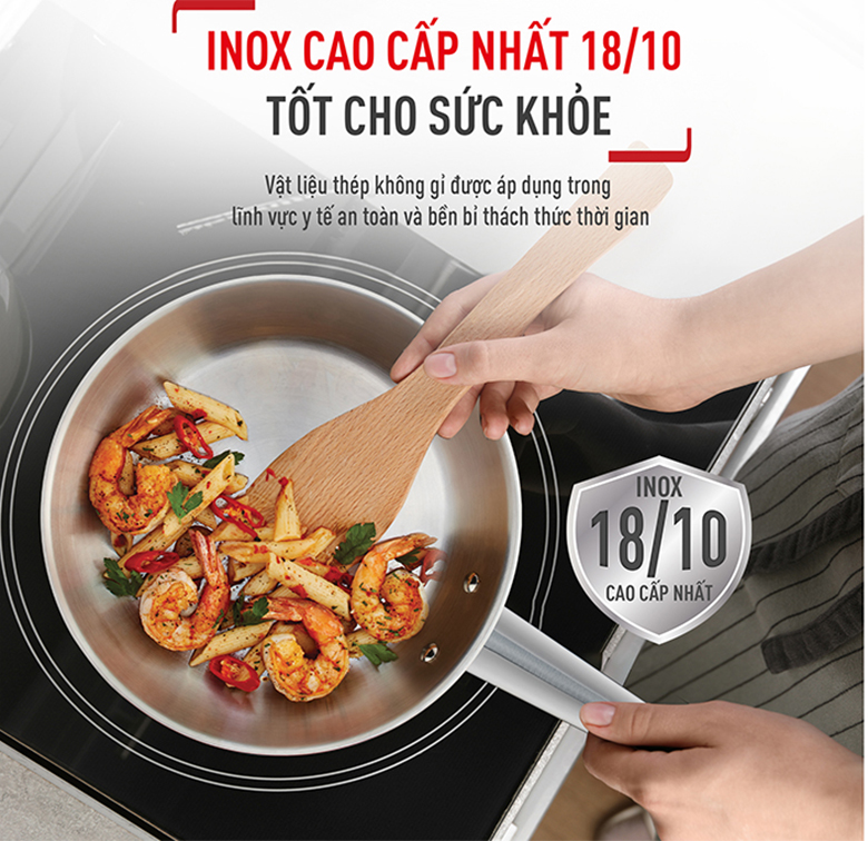 Chất liệu inox cao cấp - Chảo Inox cao cấp Professional Tefal B9210295, 20cm