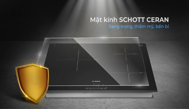 Bếp từ Bosch có mặt kính bền bỉ, dễ dàng vệ sinh