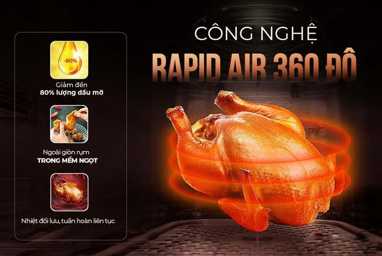 Công suất mạnh mẽ - Nồi chiên không dầu Funiki 8 lít HAF8002A