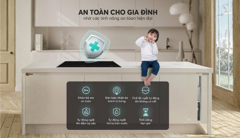 Bếp từ Elmich được trang bị nhiều tính năng an toàn