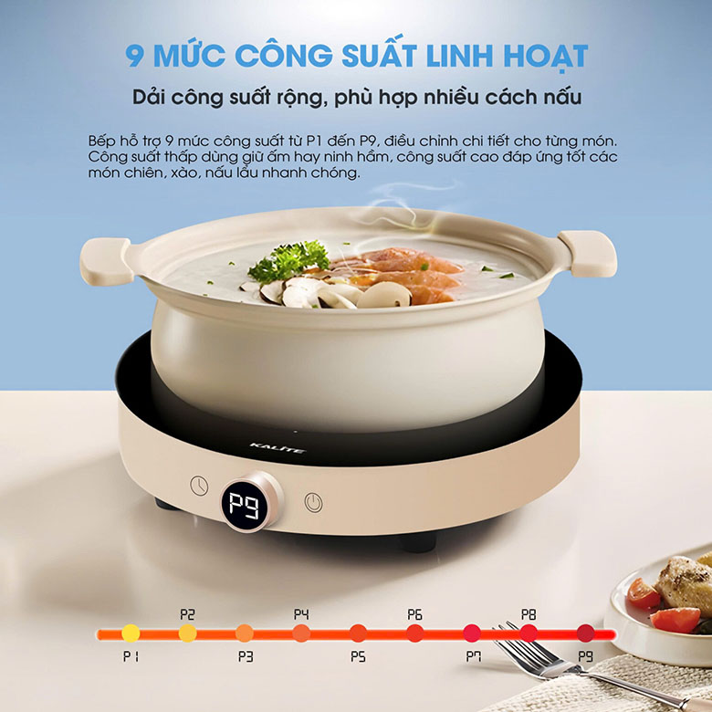 9 mức công suất linh hoạt - Bếp từ đơn Kalite Power S8