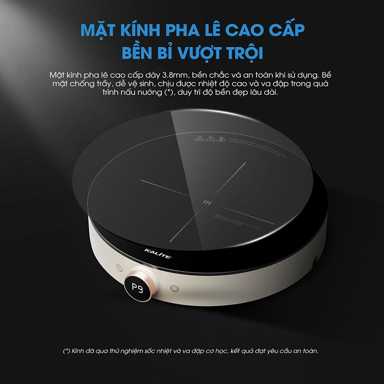 Mặt kính pha lê 3.8mm - Bếp từ đơn Kalite Power S8